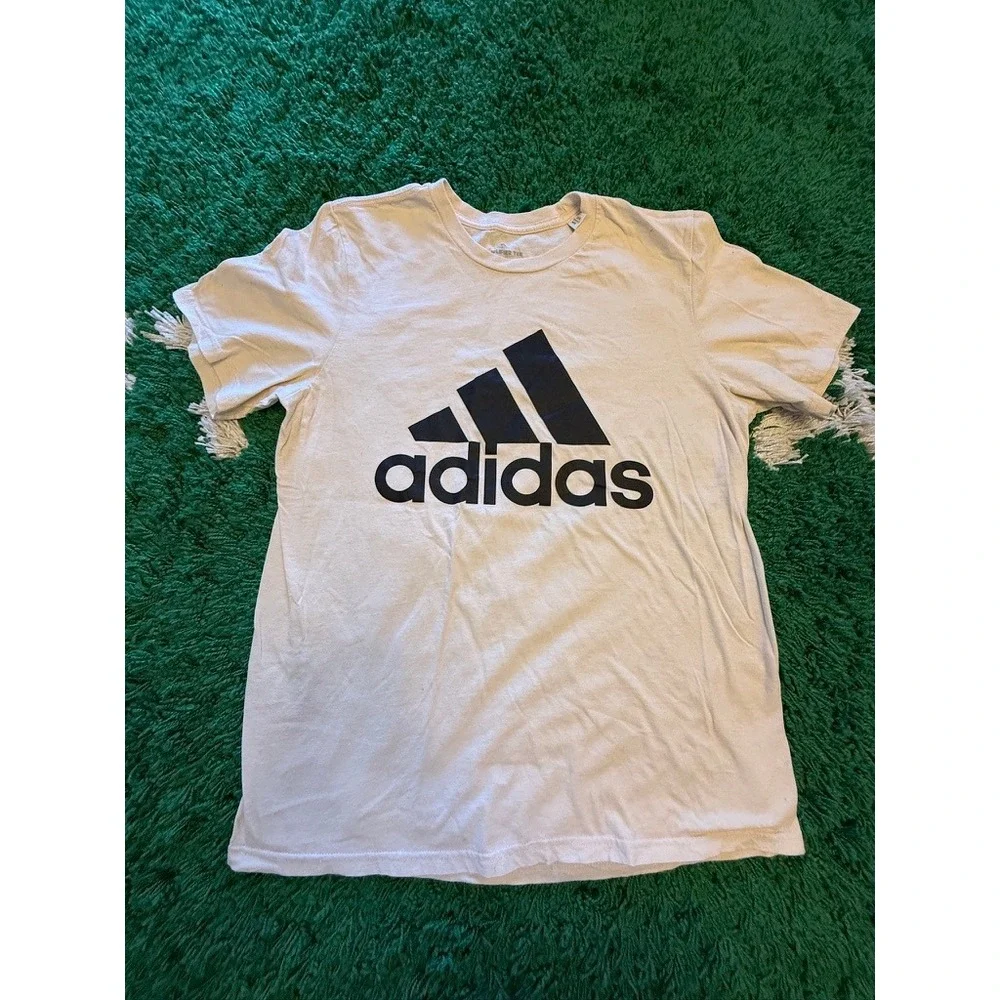 Adidas Amplifier Tee Mens Large White Excellent Short Sleeve Logo Graphic Shirt